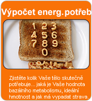 výpočet energetických potřeb člověka, rozbor online, návrh jídelníčku, ideální hmotnost, BMI, jídeln